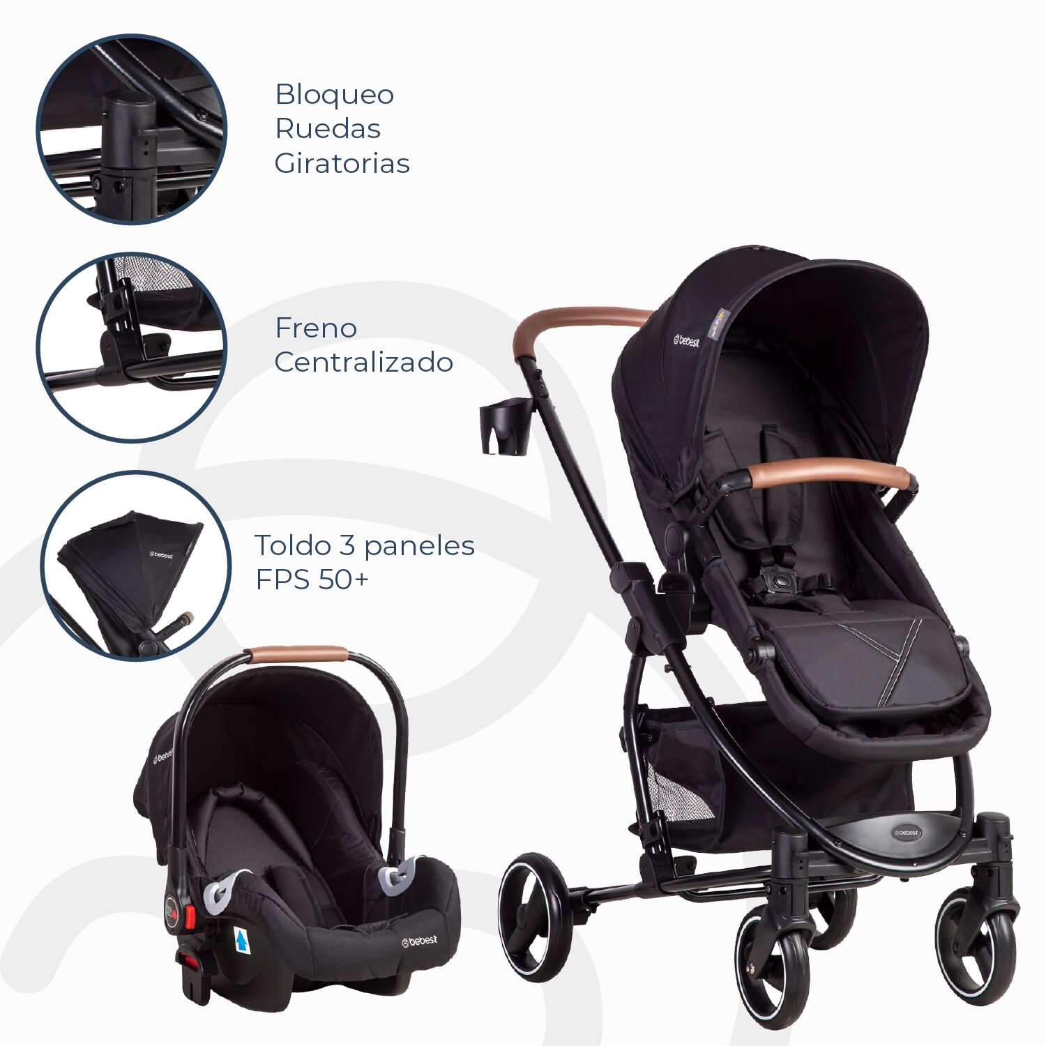 Coche Travel System Alfa Nuevo Negro Bebesit image number 5.0