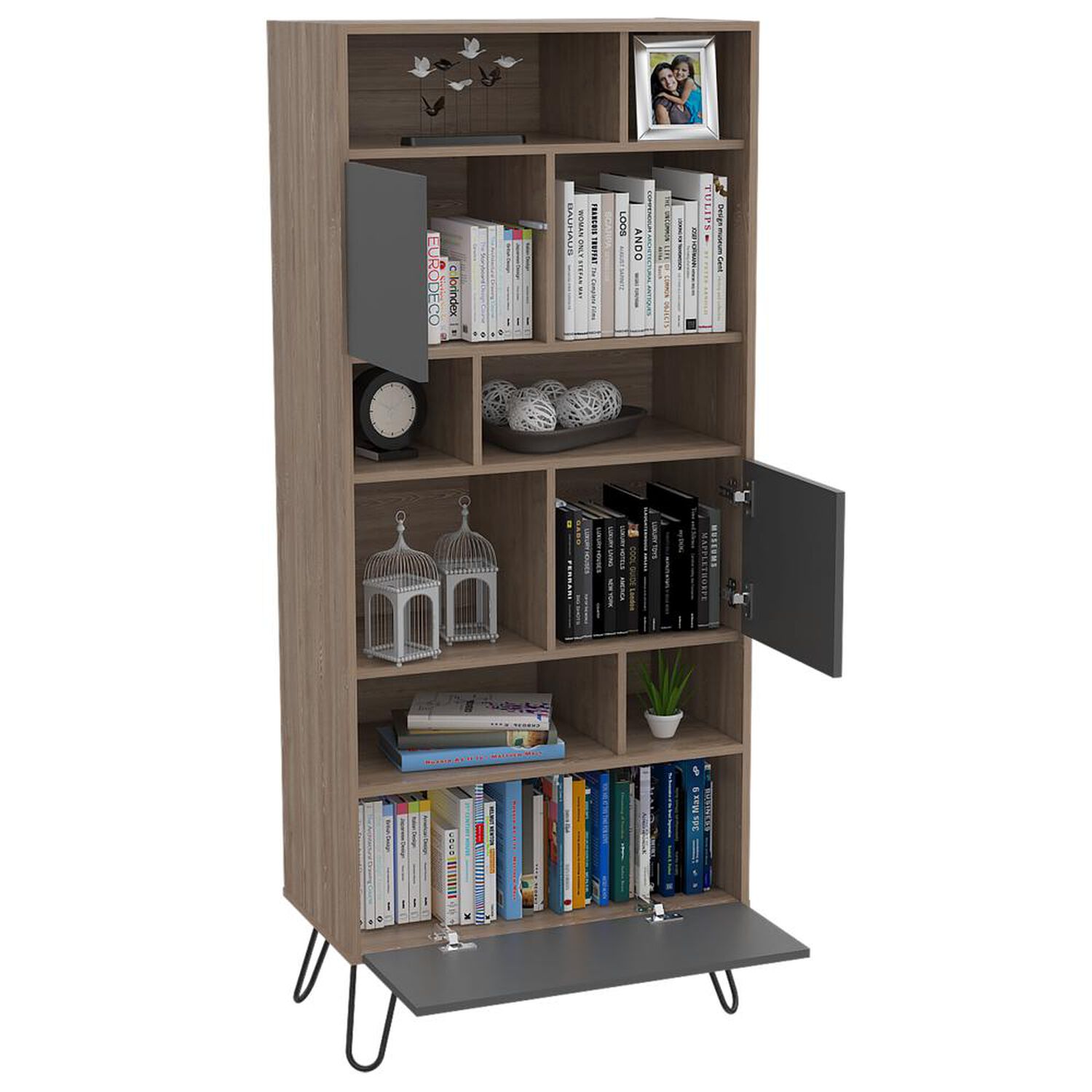 Rack Tv55 + Biblioteca Vassel - Miel / Plomo image number 3.0