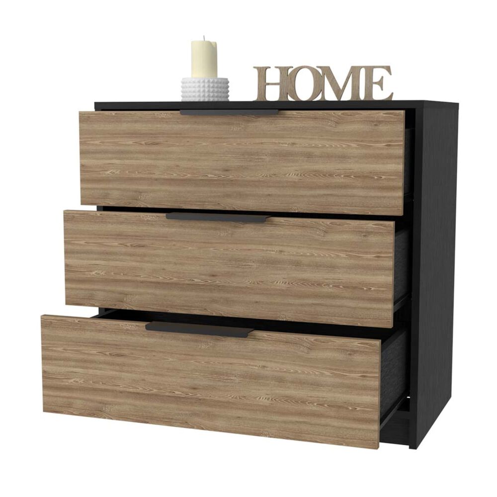 Comoda 3 Cajones Fm-001n - Negro / Cafe Claro image number 2.0