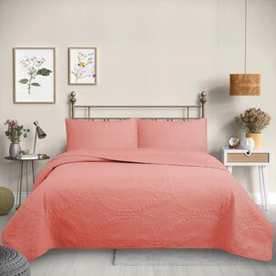 Cubrecama Quilt Reversible 2 Plazas Coral - Wonder Collection Martin&eacute;