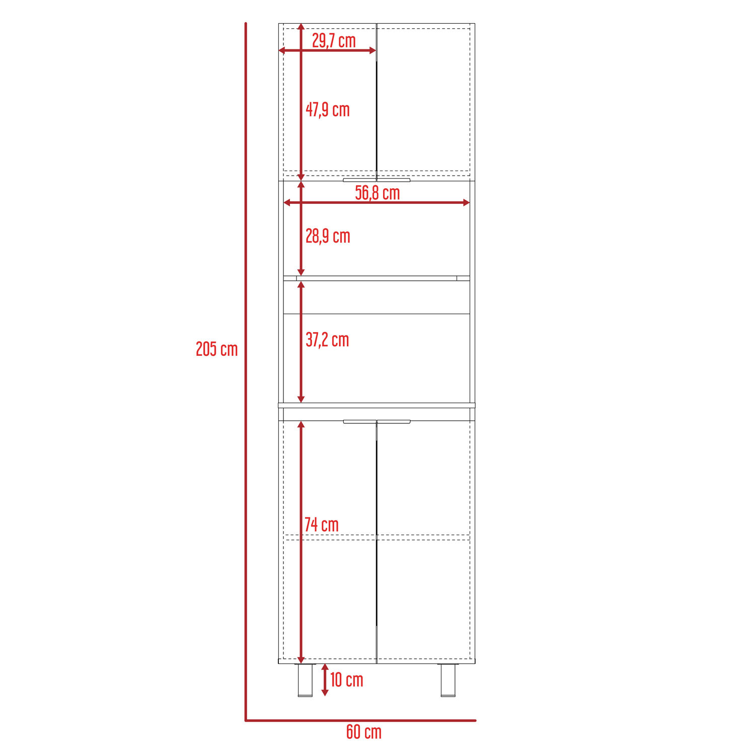 Mueble Microondas 4 Puertas Fm-005g Gris Y Blanco image number 6.0