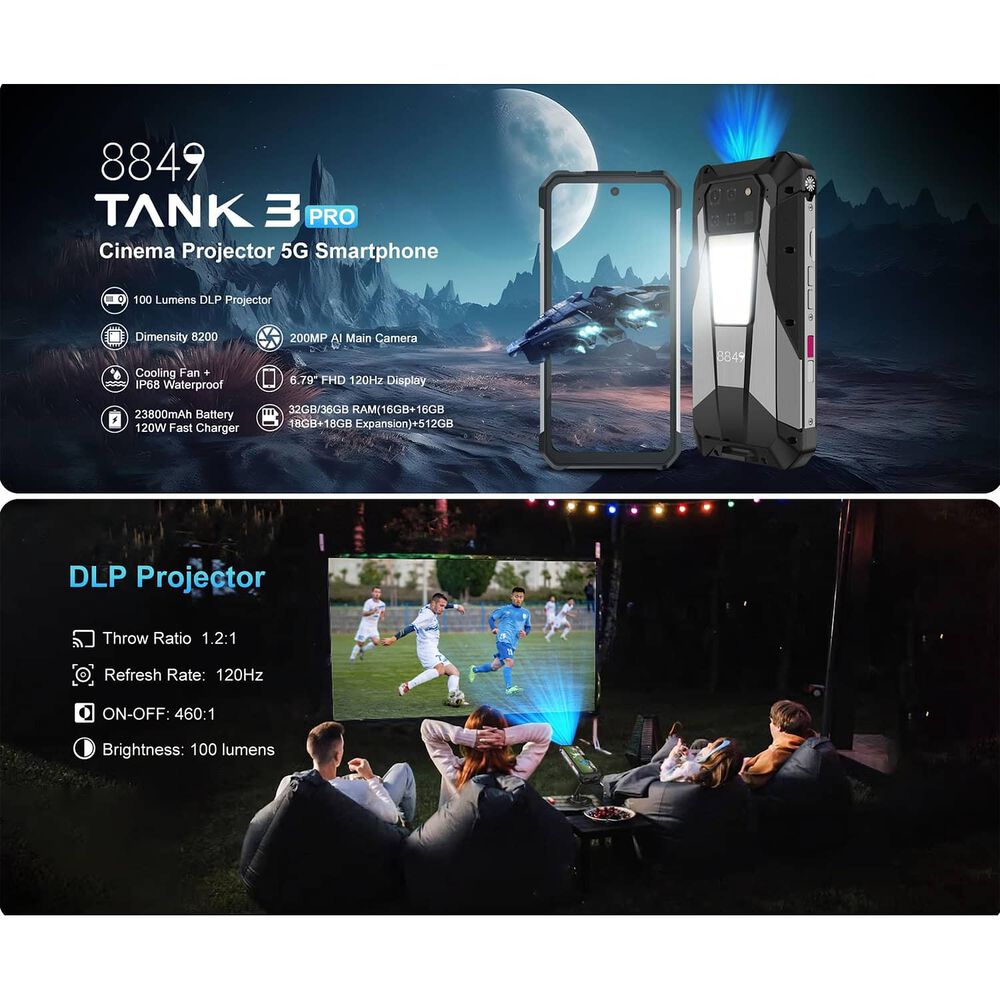 Unihertz 8849 Tank 3 Pro - Celular 5g Con Proyector L&aacute;ser De 120 Pulgadas image number 1.0