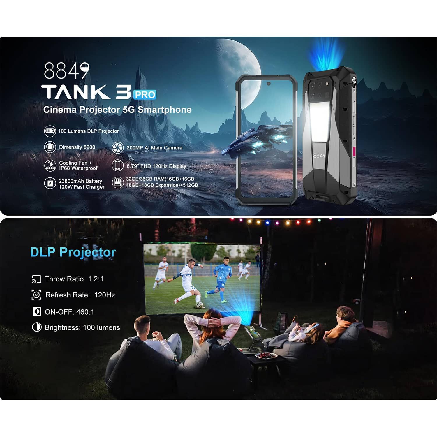 Unihertz 8849 Tank 3 Pro - Celular 5g Con Proyector L&aacute;ser De 120 Pulgadas image number 1.0