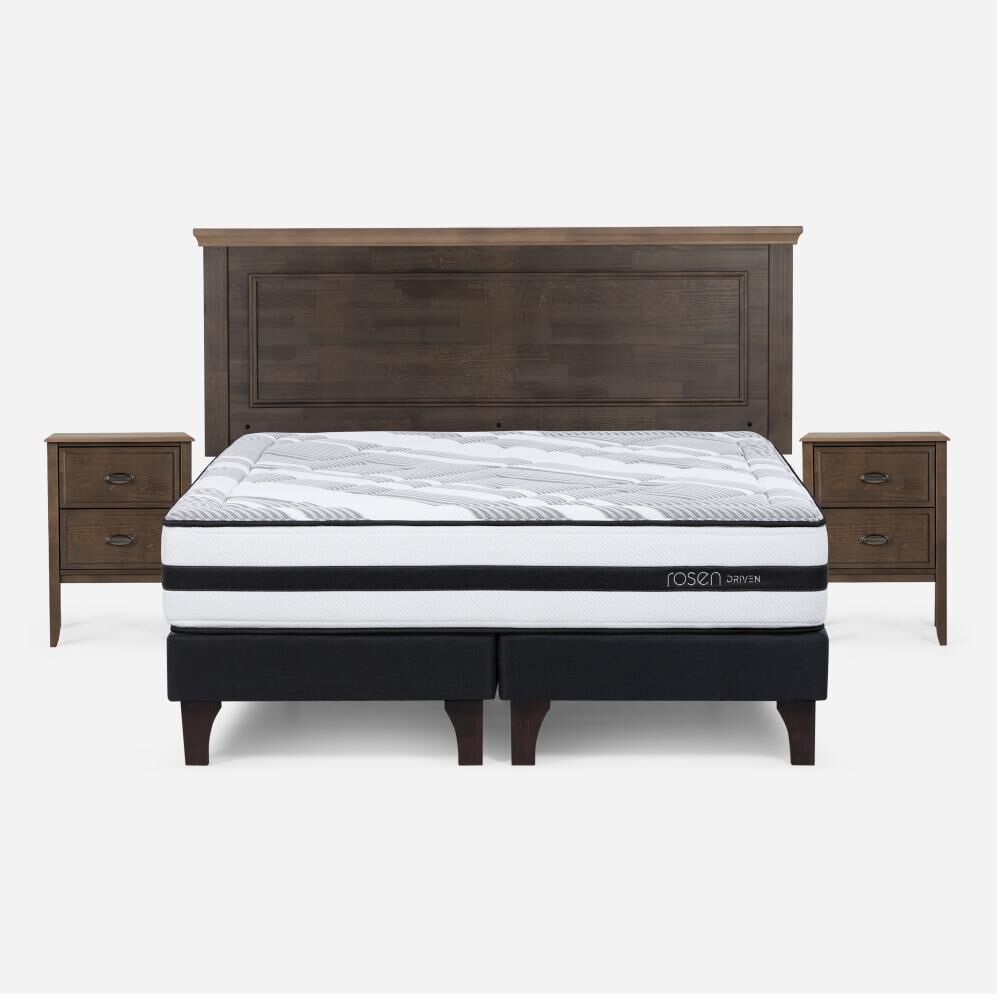 Cama Europea Rosen Driven / 2 Plazas / Base Dividida + Set De Maderas Anna image number 0.0