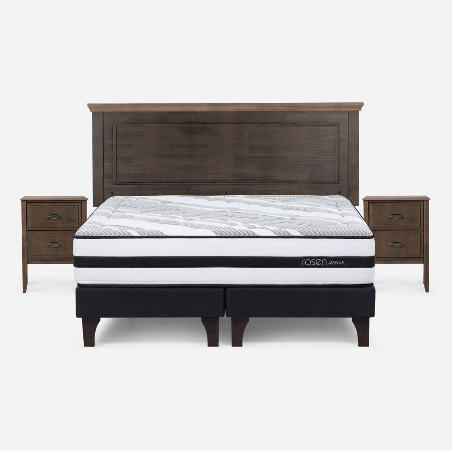 Cama Europea Rosen Driven / 2 Plazas / Base Dividida + Set De Maderas Anna image number 0.0