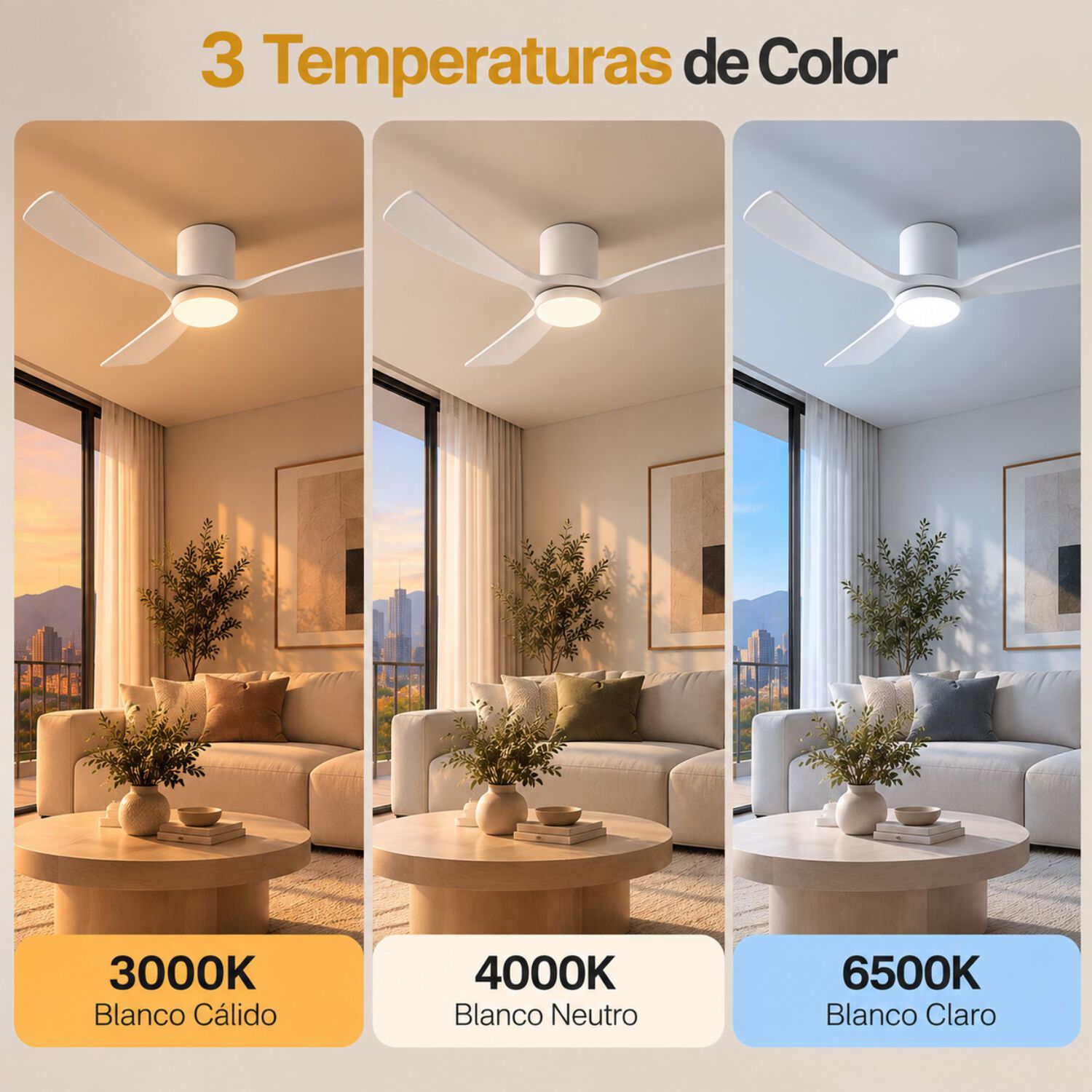 Ventilador De Techo Sumo Vt60 Blanco Led 52" 3 Aspas De Madera Blanco image number 2.0