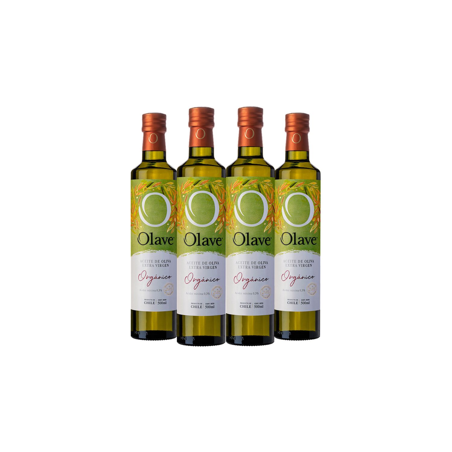 Aceite Oliva Org&aacute;nico Extra Virgen Olave Organico 4 X 500 Ml image number 0.0