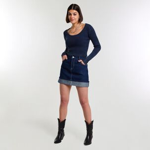 Sweater Cropc Canales Manga Larga Cuello Redondo Mujer Rolly Go