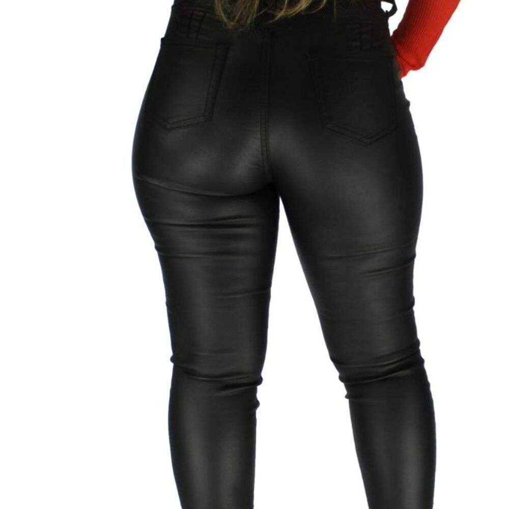 Pantalón Ecocuero Mujer Negro image number 2.0
