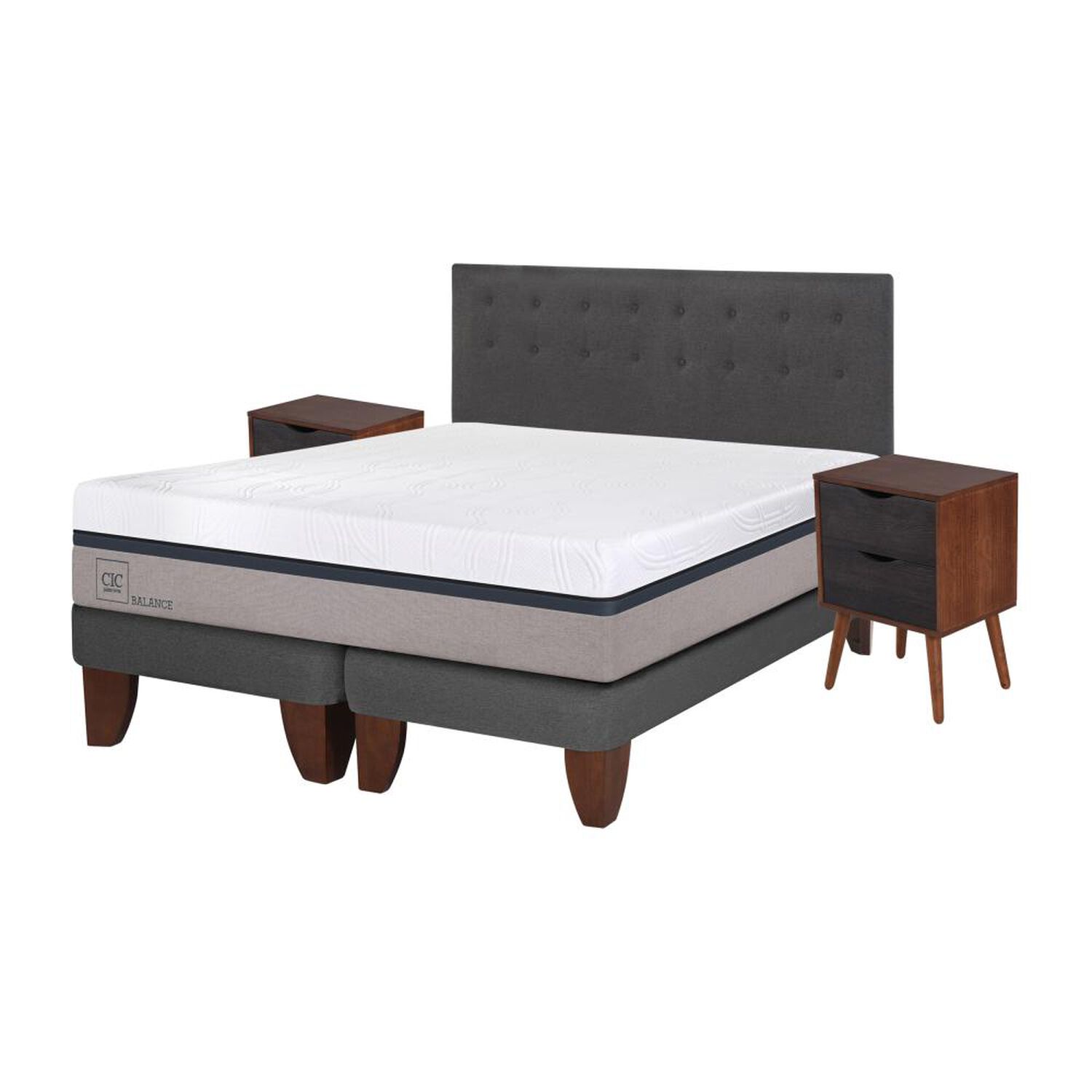 Cama Europea Cic Balance / King / Base Dividida + Set De Maderas image number 1.0
