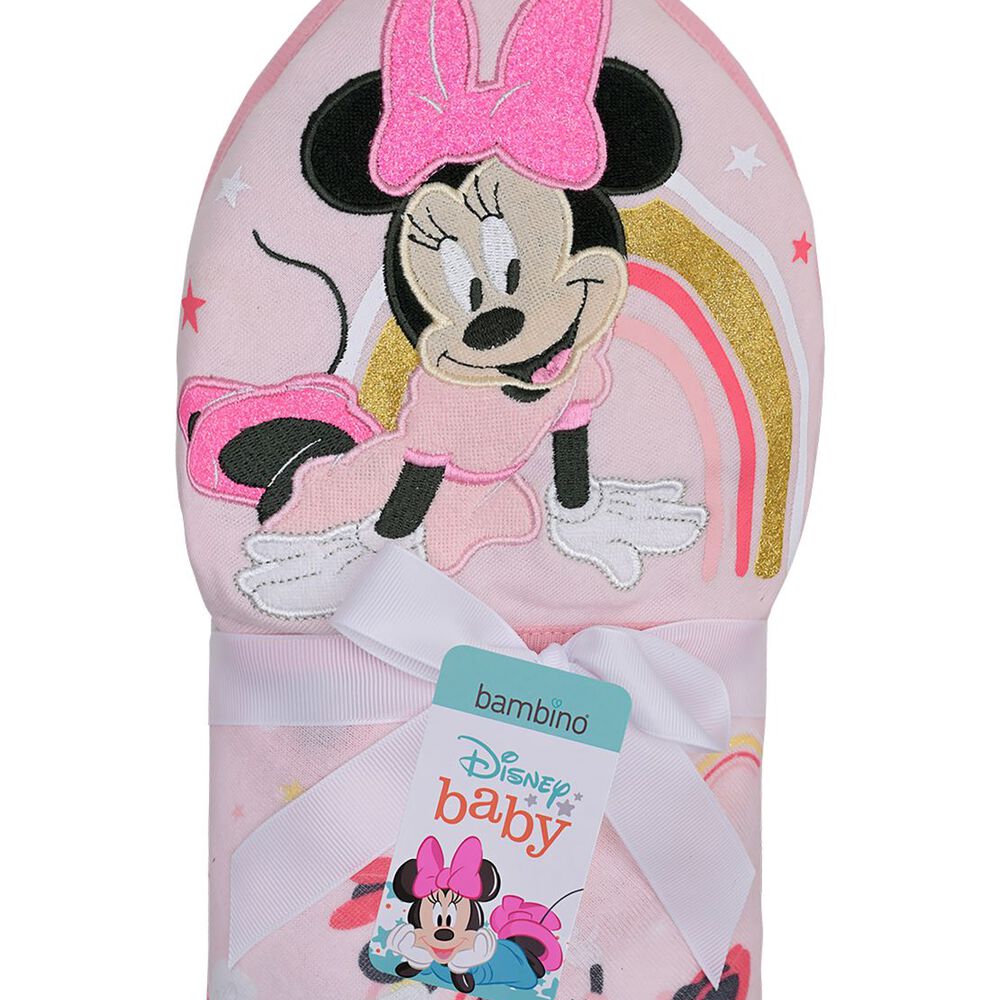 Toalla Capucha Bambino Minnie Arcoiris Rosado image number 1.0