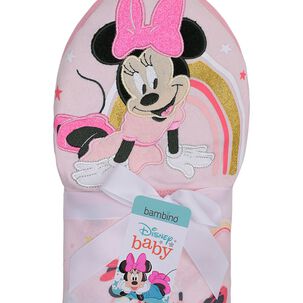 Toalla Capucha Bambino Minnie Arcoiris Rosado