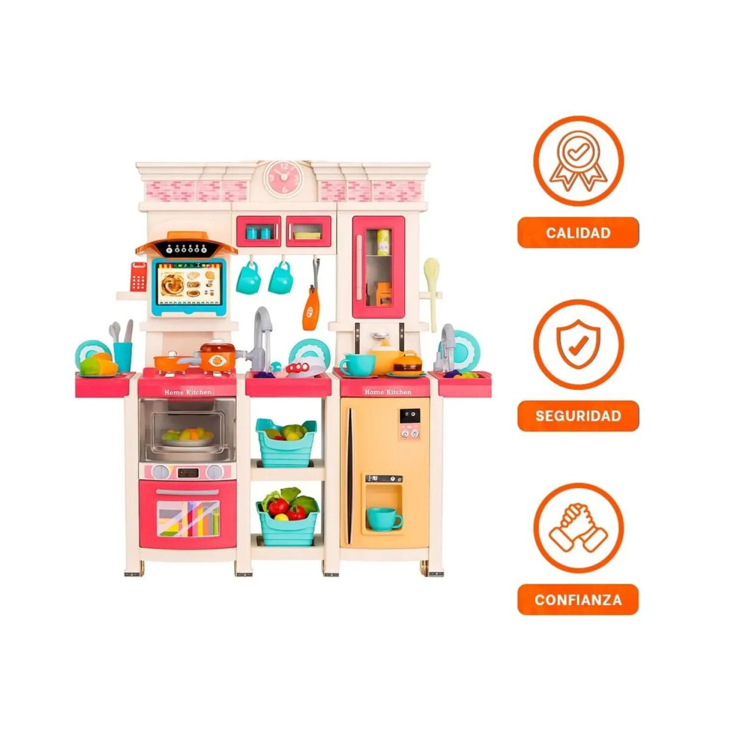 Juguete Set Cocina 108 Piezas 1mt Luz Sonido Rosado Infantil image number 0.0