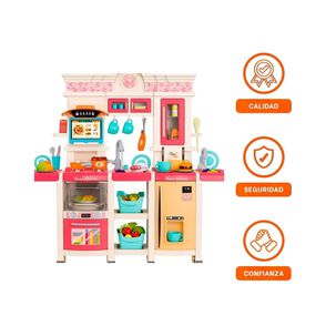Juguete Set Cocina 108 Piezas 1mt Luz Sonido Rosado Infantil