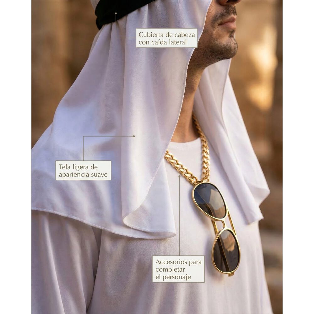 Disfraz Cosplay Jeque Arabe Adulto Halloween Tunica image number 6.0