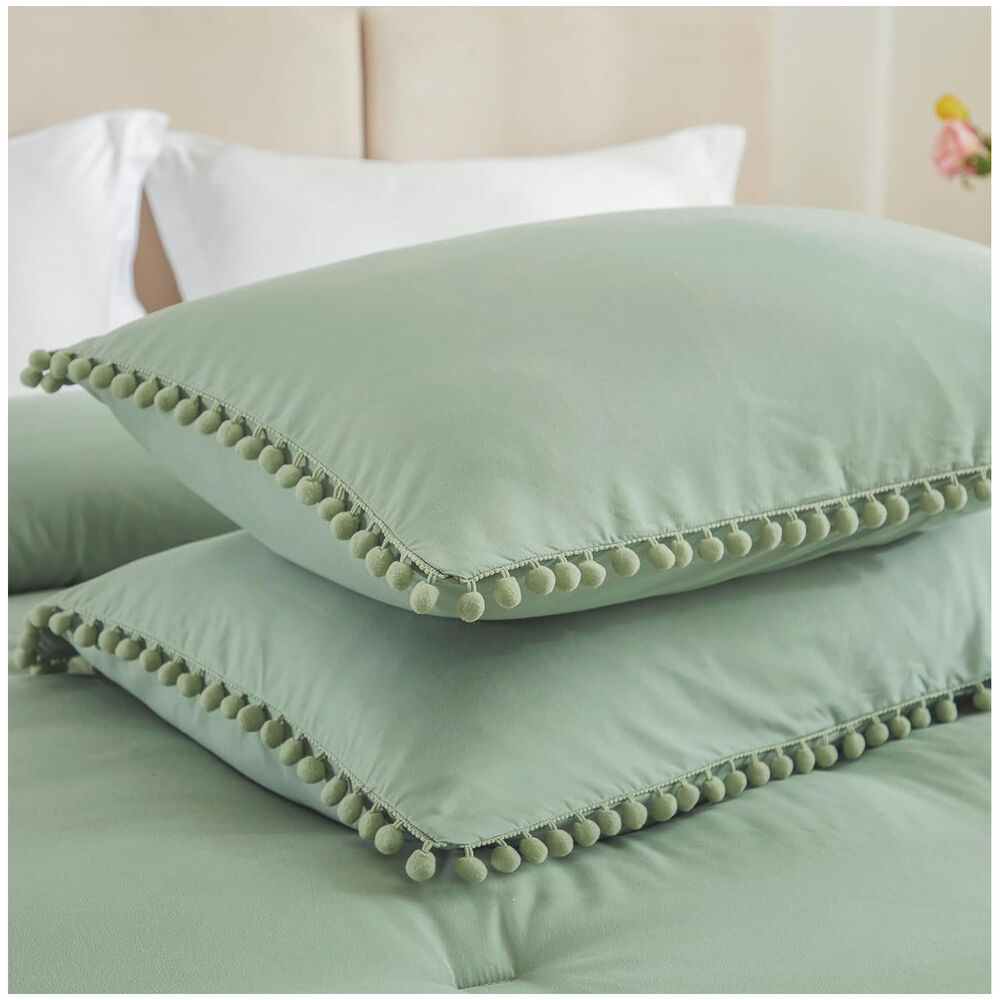 Juego De Plumón De 3 Piezas Vintage Con Flecos - 2 Plazas Plomo image number 2.0