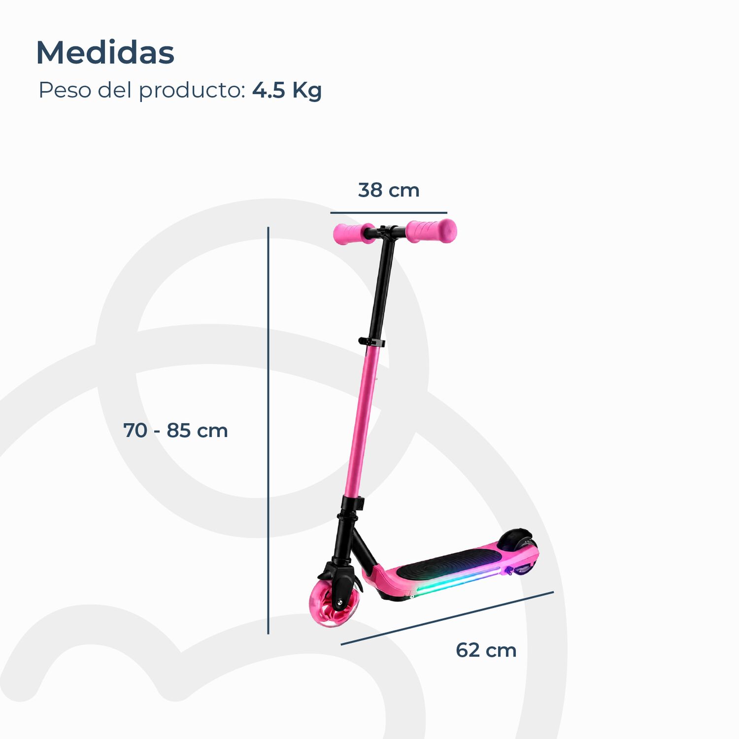 Monopat&iacute;n Electrico Plegable E-scooter 60w 24v2000mah Rosado image number 6.0