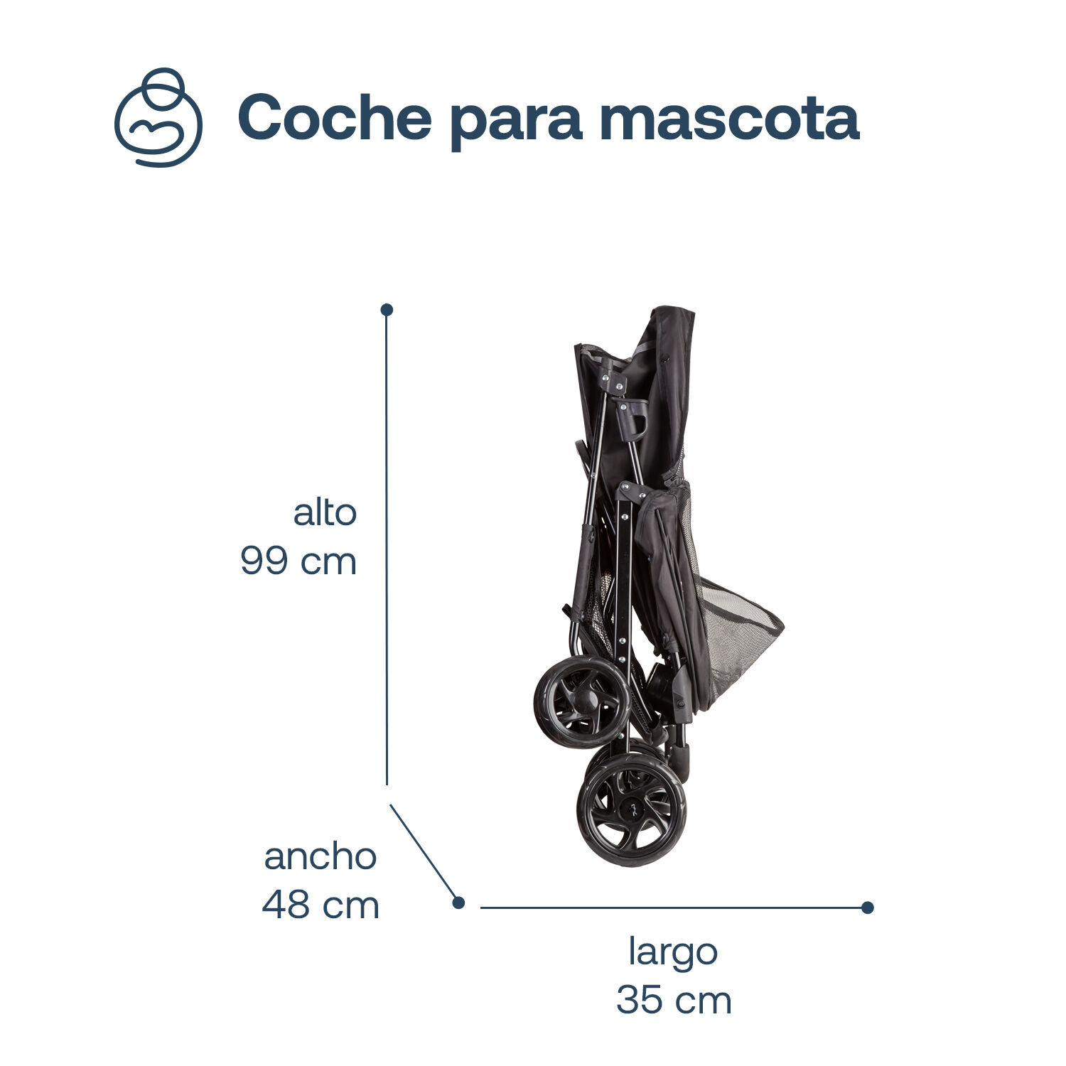 Coche Mascota Plegable Pro Perro Gato Negro Beepet Bebesit image number 6.0