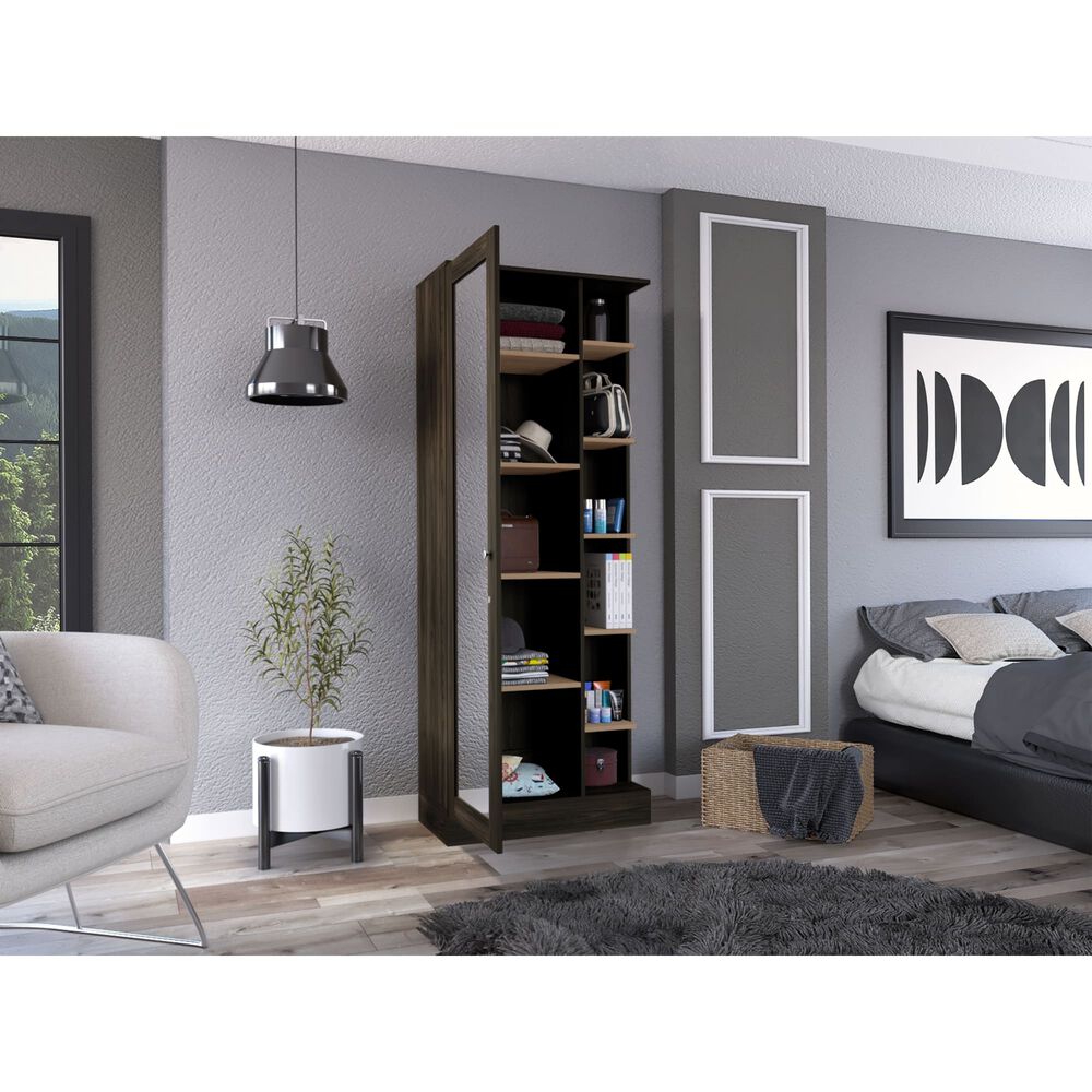 Closet 1 Puerta Con Espejo Cuerpo Completo 180,7x70x40,3 Cm Café image number 5.0