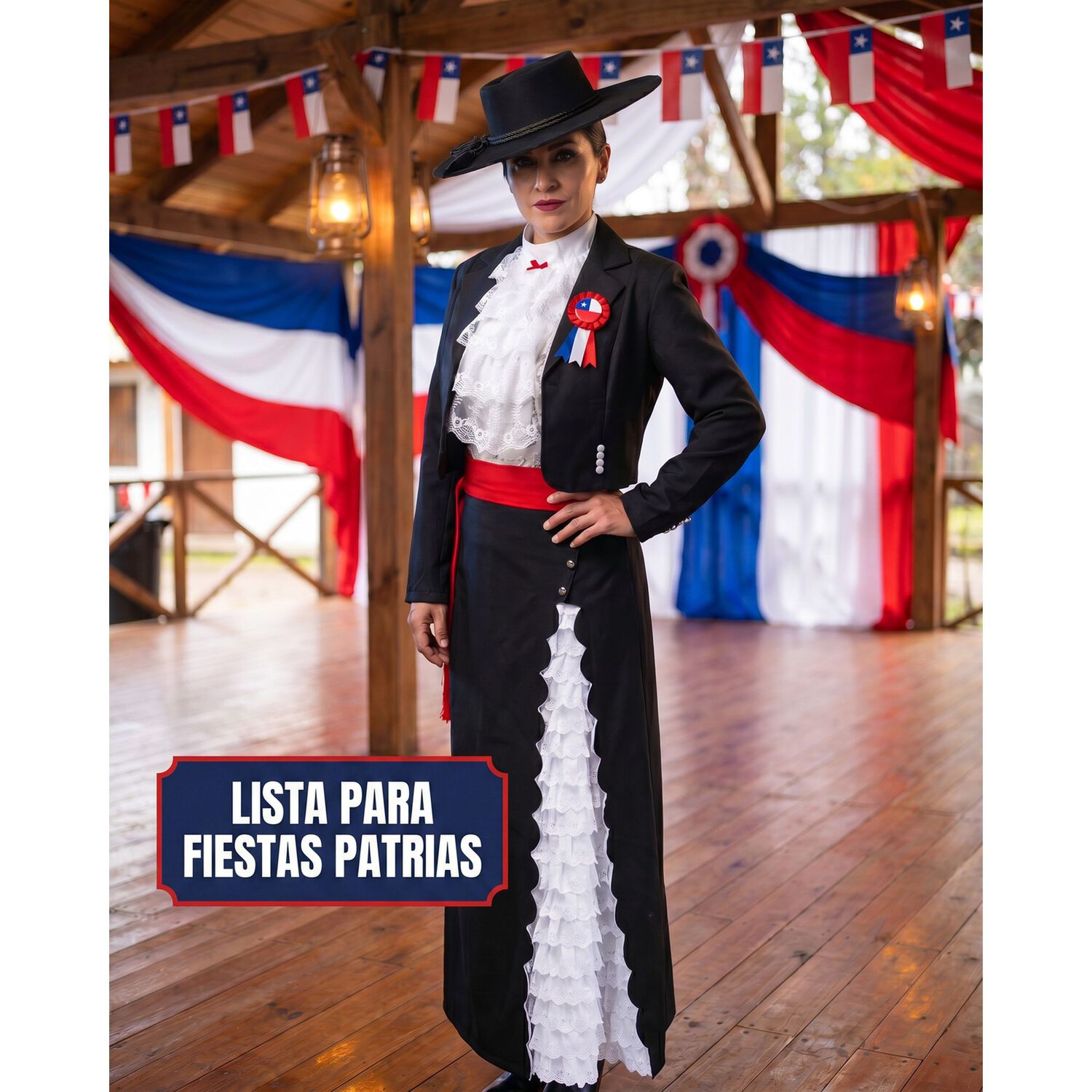 Traje Huasa Elegante Mujer Adulto Tradicional image number 6.0