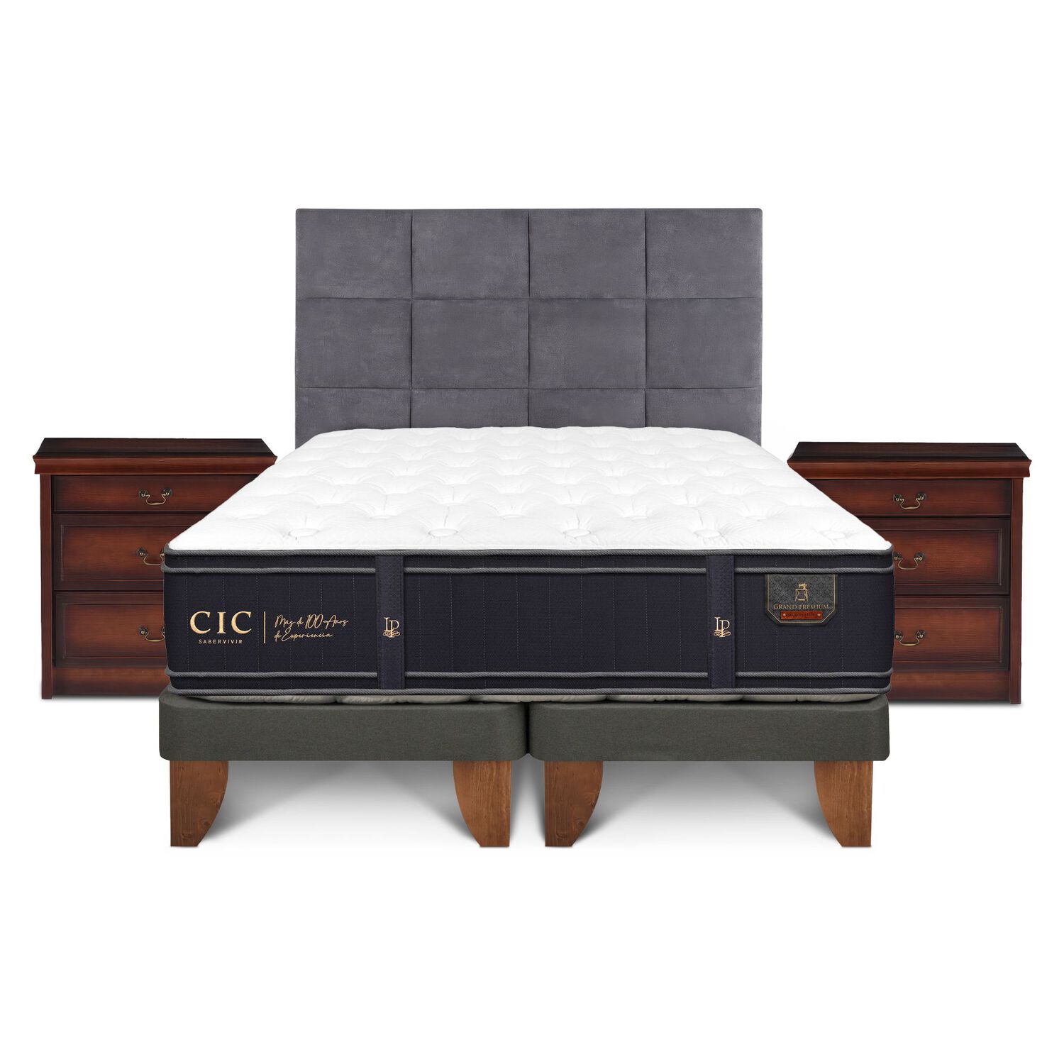Cama Europea Cic Grand Premium / 2 Plazas / Base Dividida + Set De Maderas image number 0.0