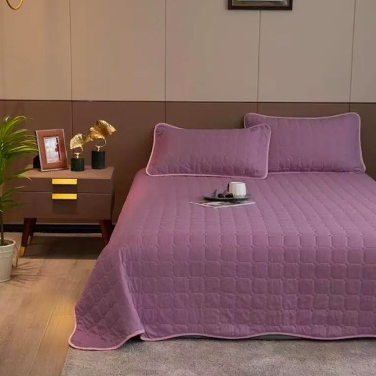 Cubrecama Quilt Cobertor King. Morado Y Rosado image number 2.0