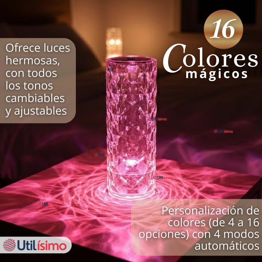 L&aacute;mpara Cristal T&aacute;ctil Usb Transparente Para Mesa image number 6.0