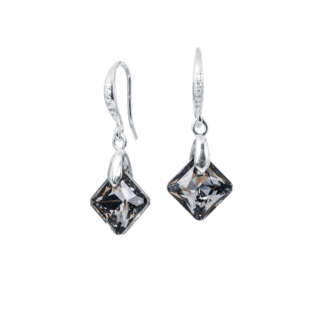 Aros Cristina Plata Italiana 925 Y Cristal Genuino Silver Night image number 0.0