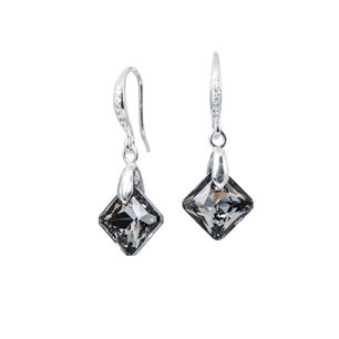 Aros Cristina Plata Italiana 925 Y Cristal Genuino Silver Night