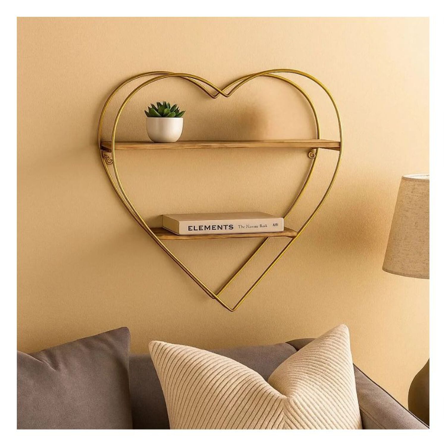 Estante Flotante Coraz&oacute;n Repisa Organizador Pared Dorado image number 3.0