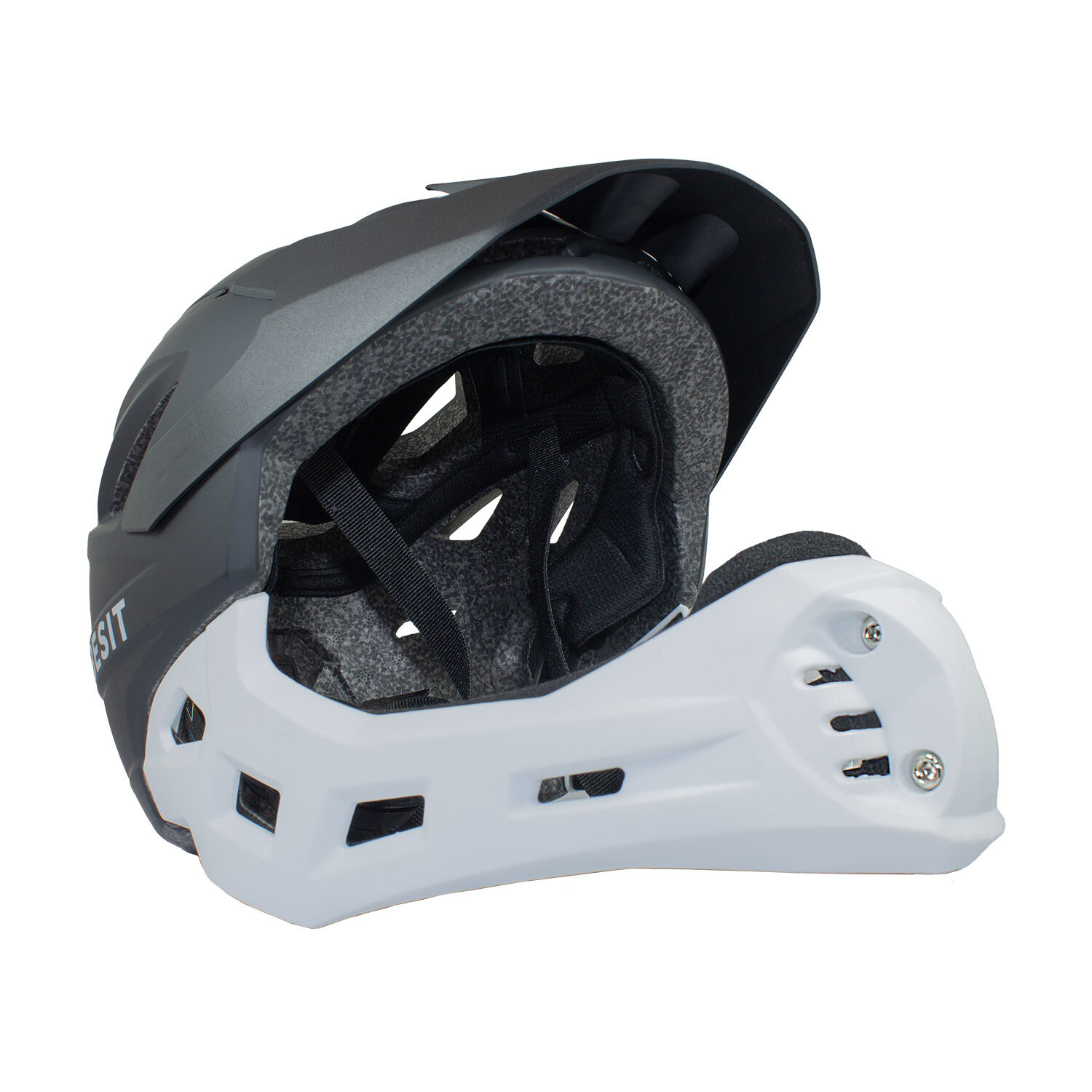 Casco Integral Bici Cross Rejilla Desmontable Blanco Negro image number 0.0