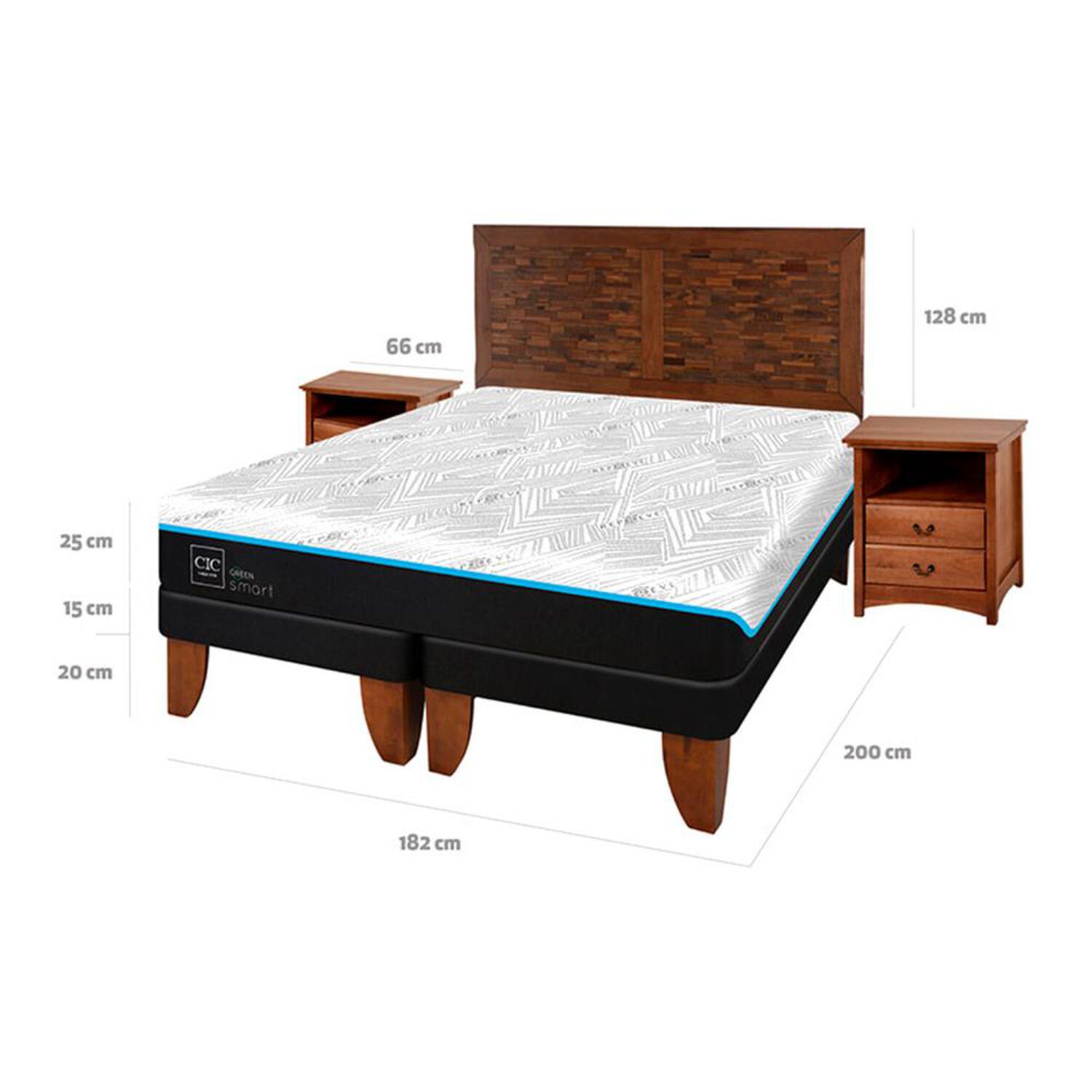Cama Europea Cic Green Infinity / King / Base Dividida + Set De Maderas image number 6.0