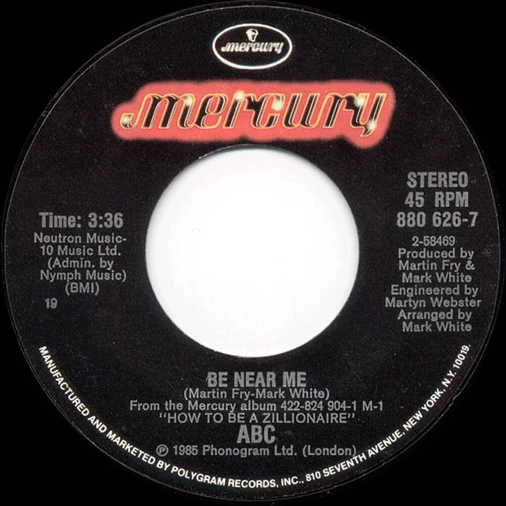 Abc - Be Near Me | 7" Single Vinilo Usado image number 2.0