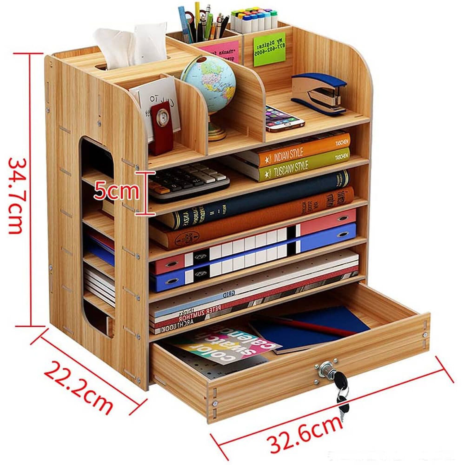 Organizador De Escritorio Multiuso De Madera Caf&eacute; image number 1.0