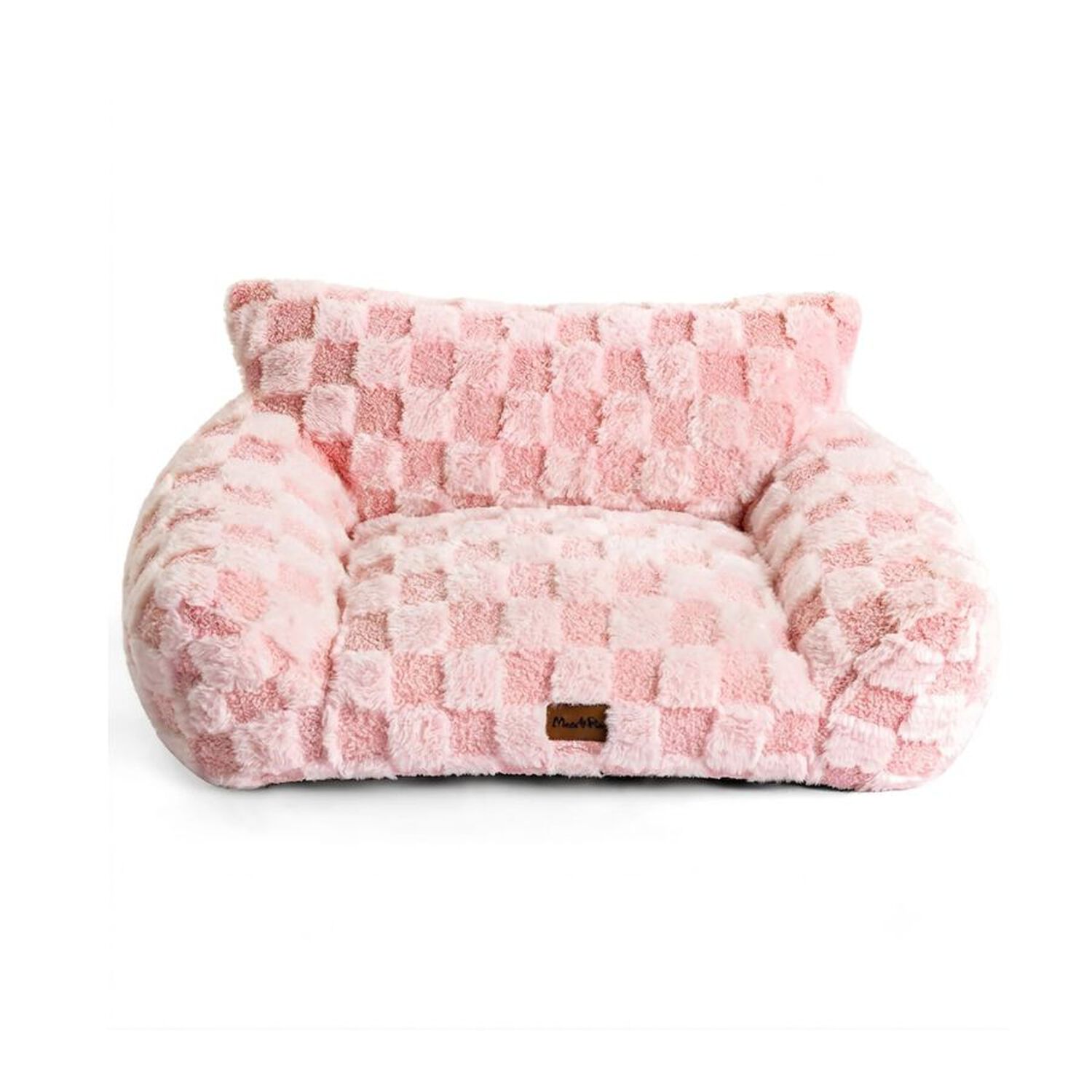 Cama Sof&aacute; Para Perros Y Gatos Dise&ntilde;o Cuadros Rosa Lavable Talla L image number 0.0