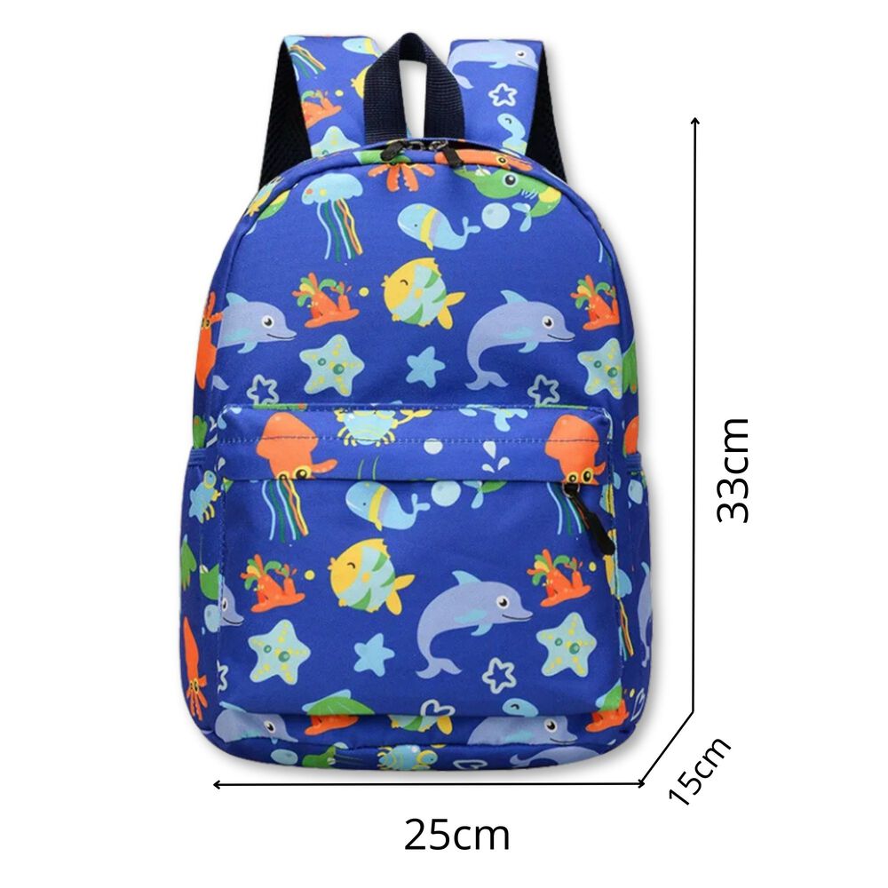 Mochila Infantil Escolar 33cm Ni&ntilde;os Ni&ntilde;as Estampadas Azul Delf&iacute;n image number 1.0