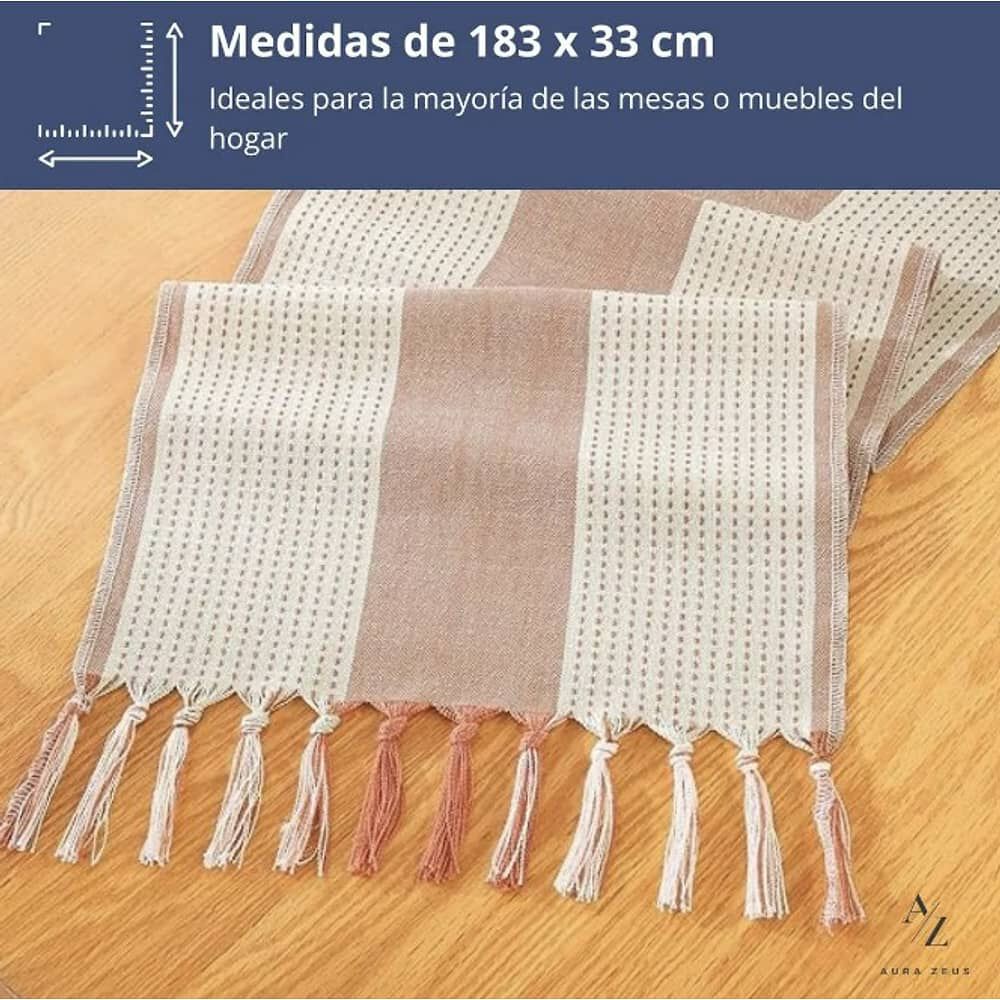 Camino De Mesa 183x33 Cm Lino Y Algodon Mantel Crochet. Rosado image number 1.0