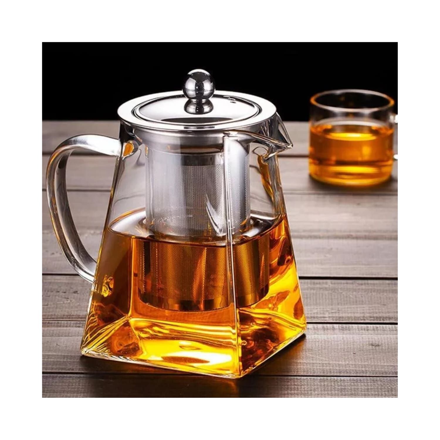 Tetera Infusora De Te Vidrio Cuadrado Piramide 550ml Infusiones image number 3.0