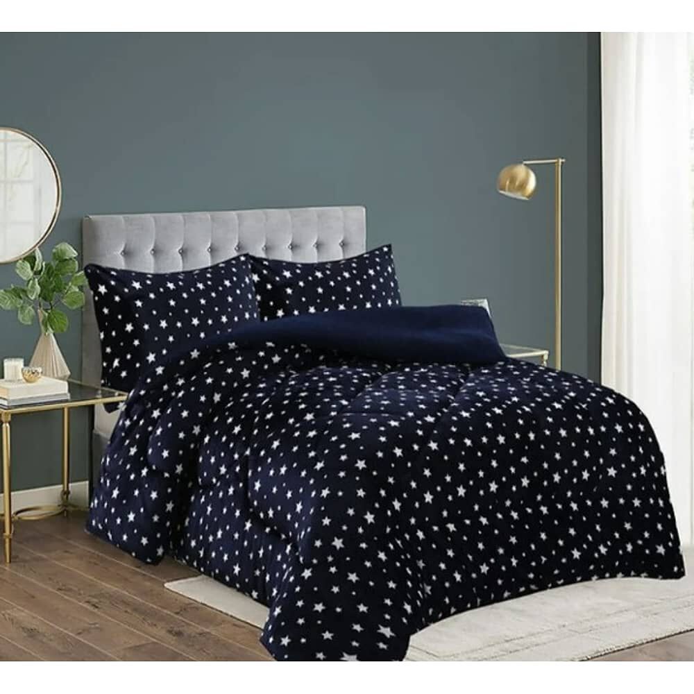 Cobertor Cubrecama Con Chiporro Plaza Y Media Infantil. Azul Oscuro. Estrellas image number 1.0