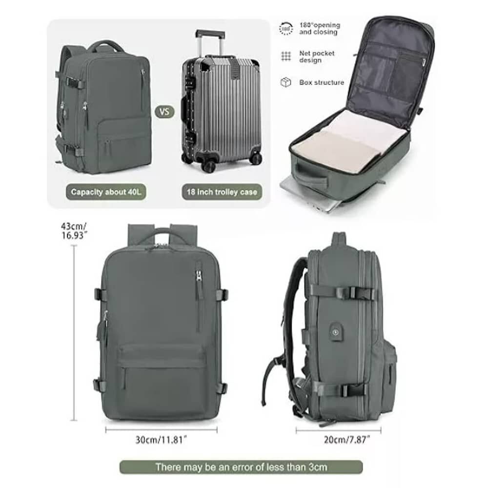 Mochila De Senderismo Impermeable De Viaje Grande Con Interf Verde Oscuro image number 1.0