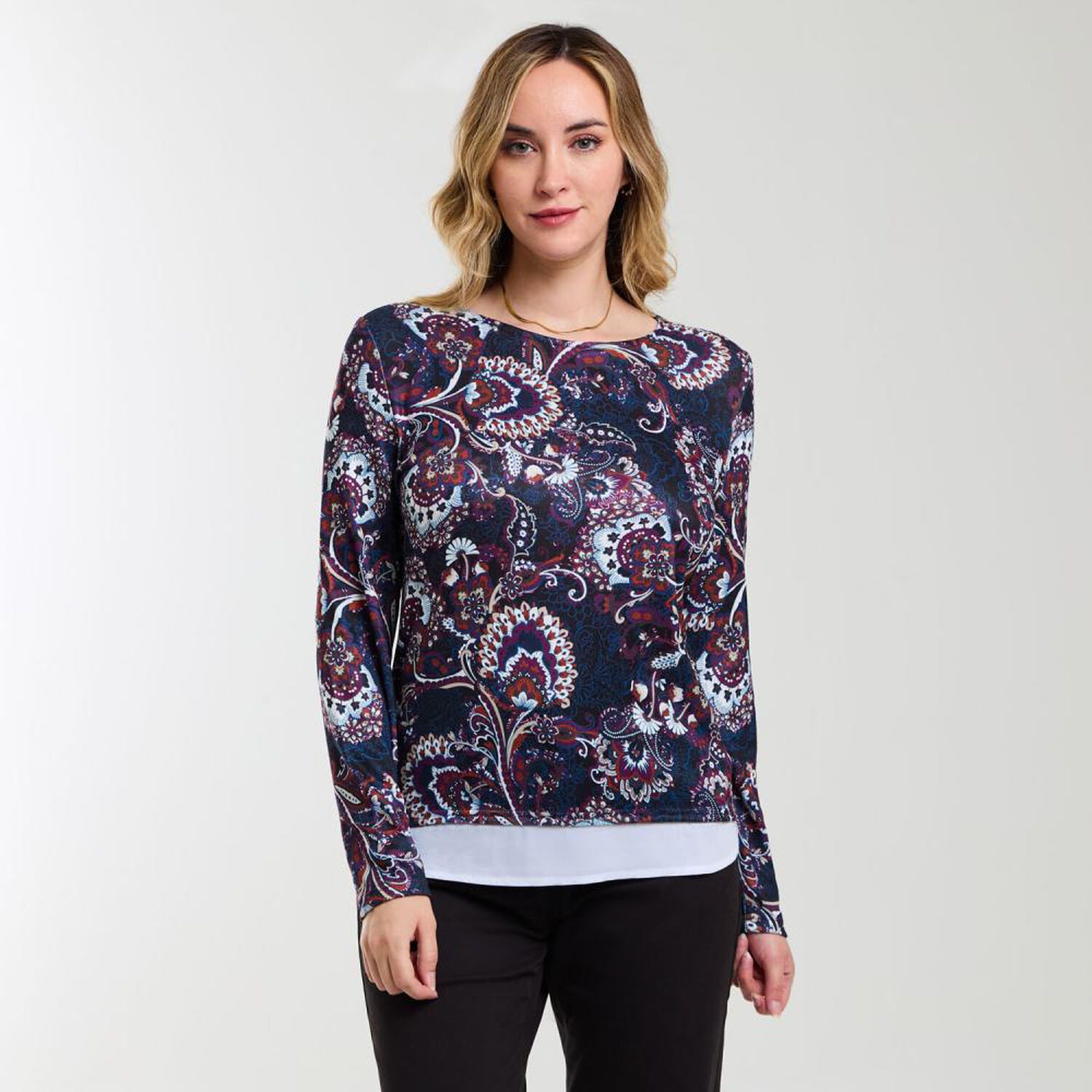 Sweater Full Print Manga Larga Cuello Redondo Mujer Geeps image number 0.0