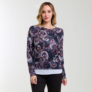 Sweater Full Print Manga Larga Cuello Redondo Mujer Geeps