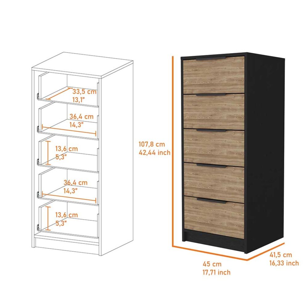Comoda 5 Cajones Fm-002n - Negro image number 6.0