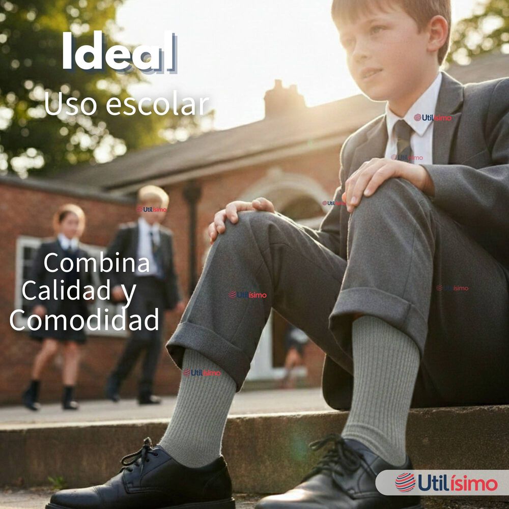 Pack 3 Calcet&iacute;nes Escolares Corto Acrilico Gris Ni&ntilde;o Y Ni&ntilde;a image number 4.0