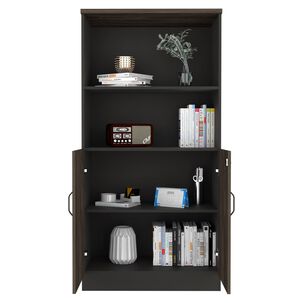 Librero 2 Puertas Fm-003n Negro Y Caf&eacute; Oscuro