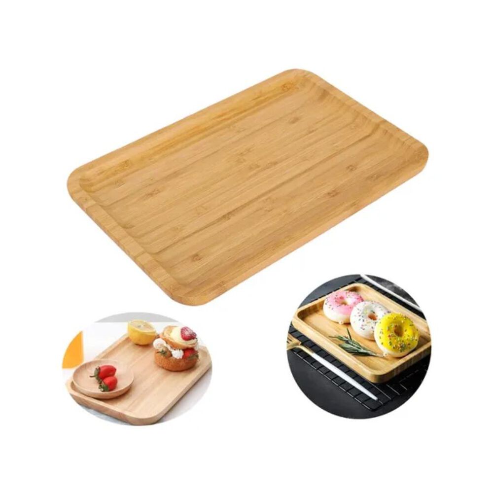 Bandeja Decorativa De Madera Rectangular Adorno Multiuso image number 3.0