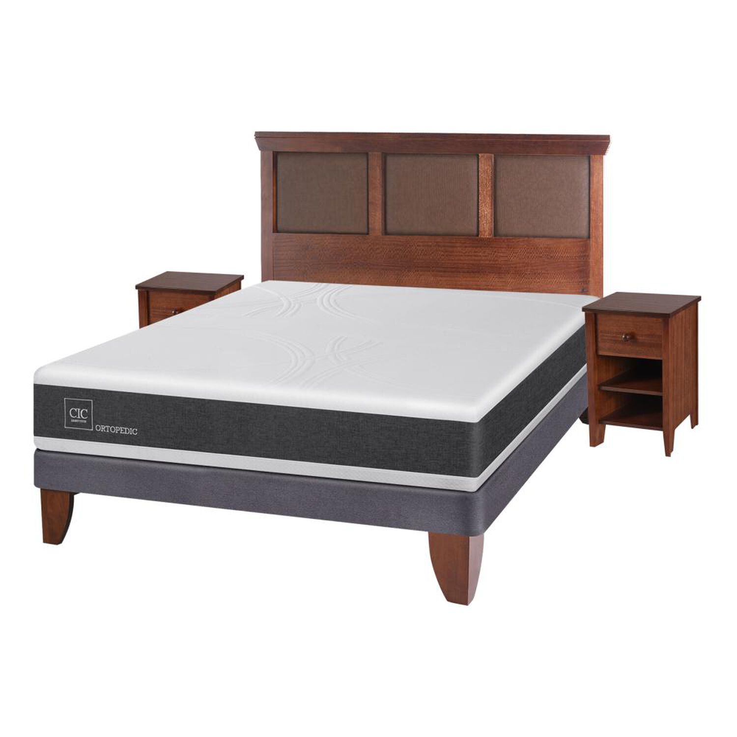 Cama Europea Cic Ortopedic / 2 Plazas / Base Normal + Set De Maderas image number 1.0