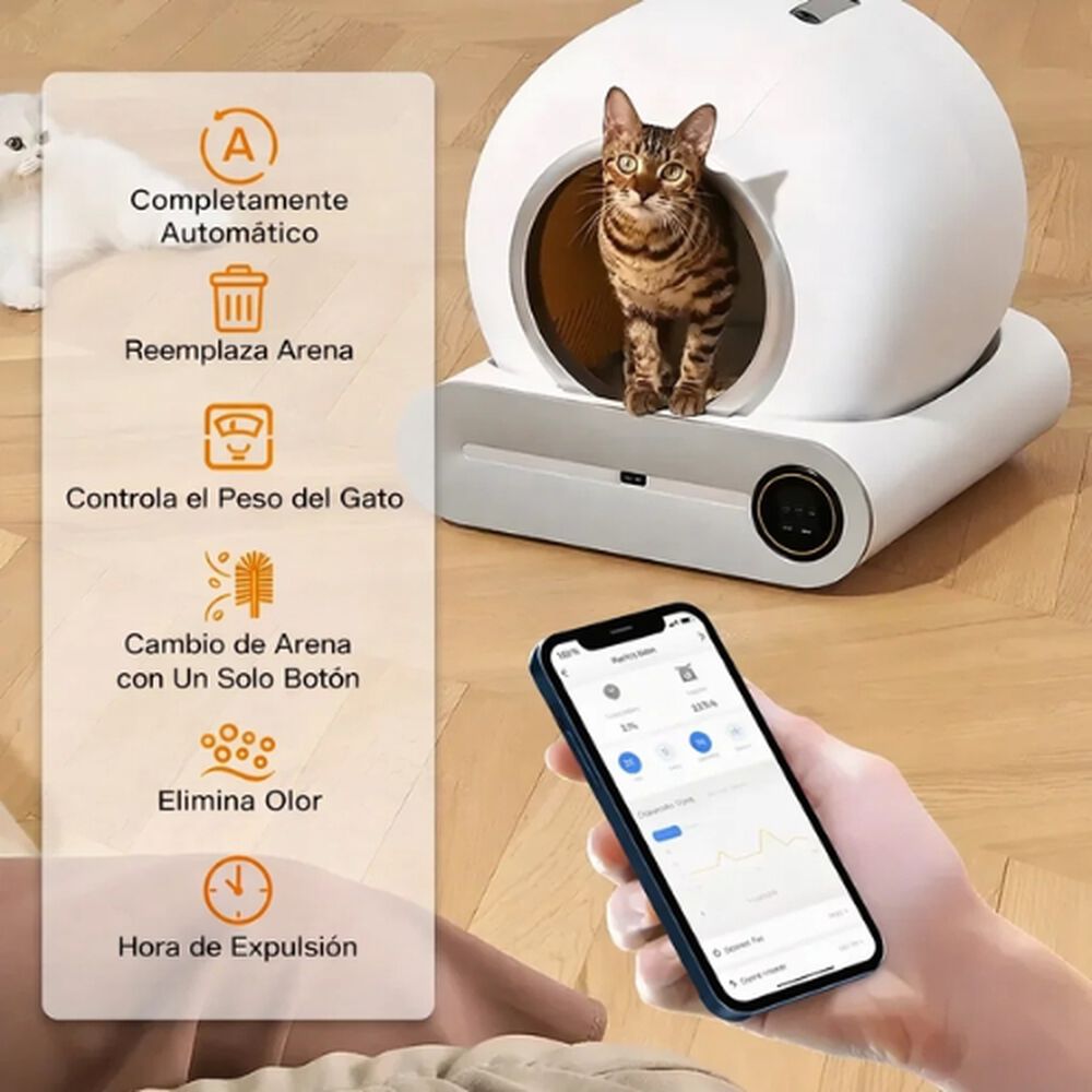 Caja Arena Autolimpiante Para Gatos Con Control De Olores image number 3.0