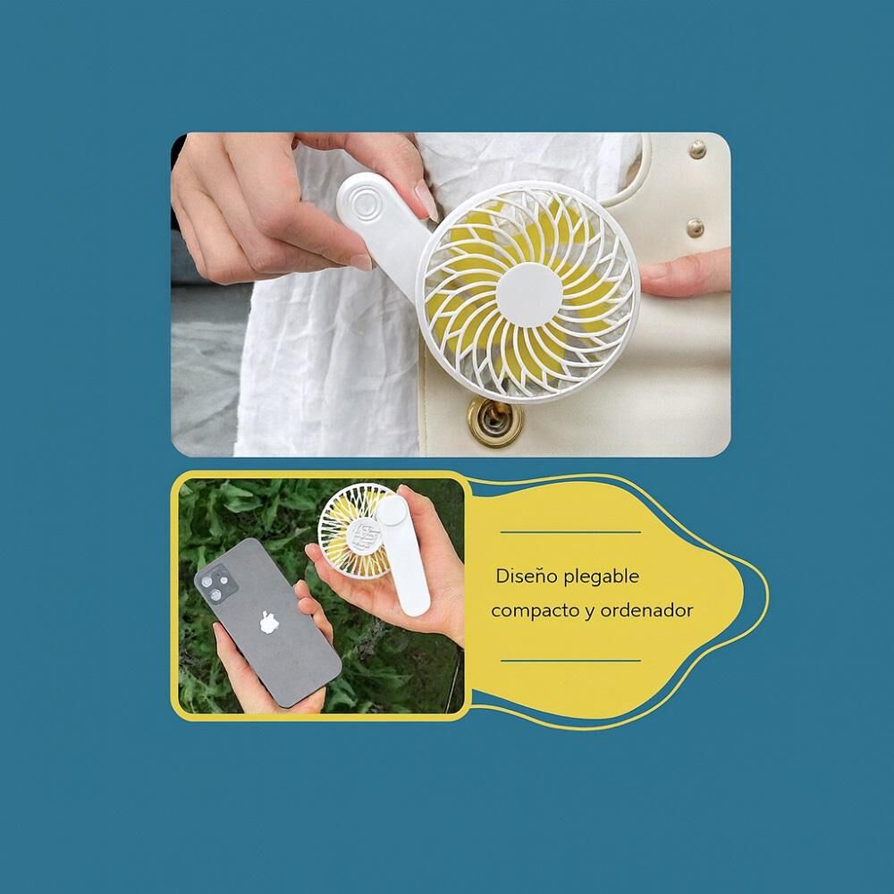 Mini Ventilador Portátil De Mano 3 Velocidades Recargable image number 5.0