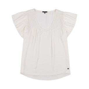 Blusa Panel E&aacute;sticado En Escote Manga Corta Mini Vuelo Mujer Kimera
